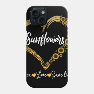 Sunflower Heart Peace Love Save Lives Costume Gift Phone Case