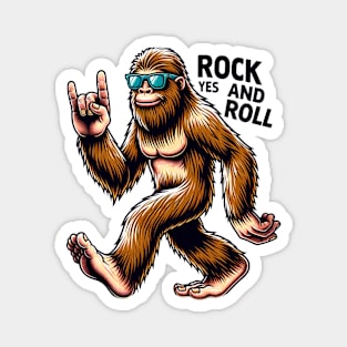 Bigfoot Sasquatch Loves Rock And Roll Magnet