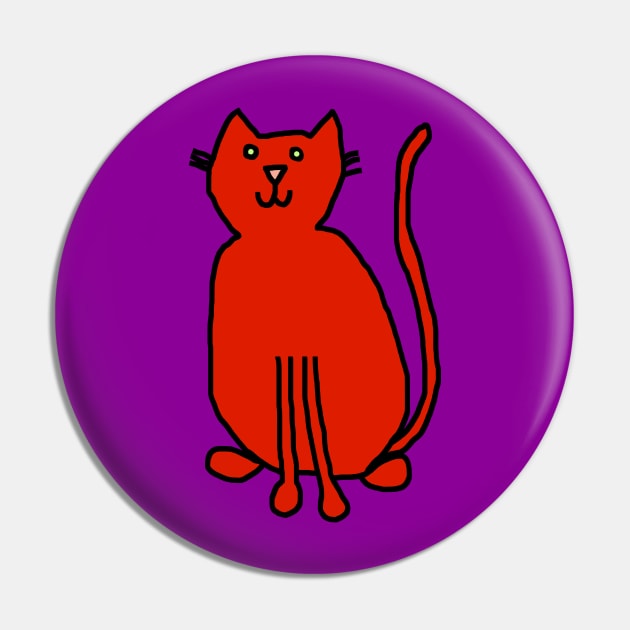 Red Cat Minimal Line Drawing Pin by ellenhenryart