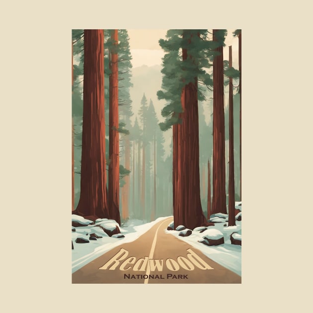 Redwood National Park Travel Poster by GreenMary Design