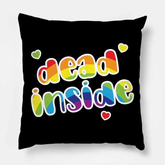 Dead Inside Rainbow Pillow by Kev Brett Designs