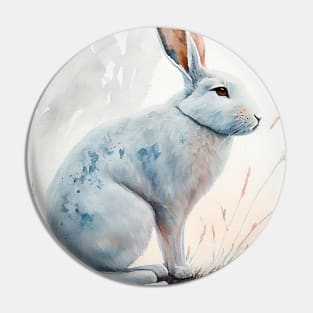 Arctic Hare- Watercolor Paint Pin