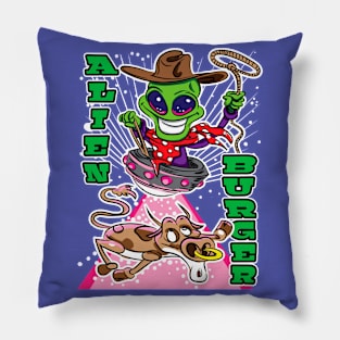 Alien Burger Alien Abduction Cow Pillow