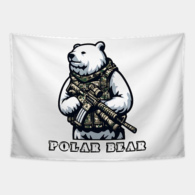 Tactical Polar Bear Tapestry by Rawlifegraphic