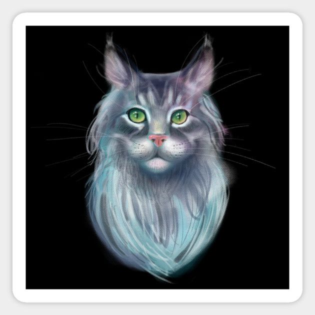 Grey Maine Coon Cat With Green Eyes Cute Maine Coon Cat