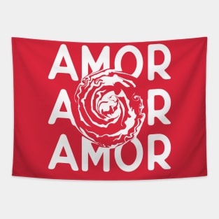 Amor typography white Tapestry