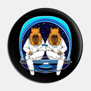 Break Time, Cute Capybara Astronauts Pin