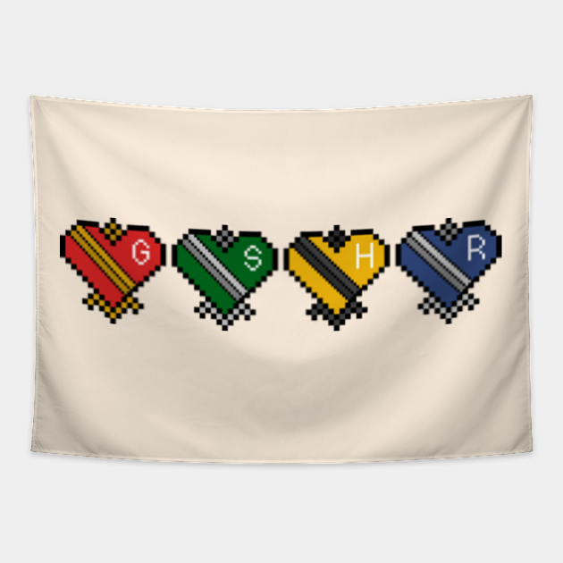 House hearts  hogwarts  tapestry  teepublic