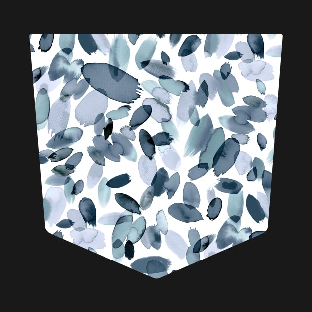 Pocket - WATERCOLOR PETAL STAINS BLUE GREYISH by ninoladesign