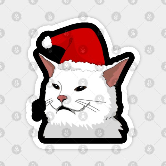 Vintage Cat Ugly Christmas Sweater Meme Costume Woman Yelling Vintage A Cat Christmas Magnet Teepublic