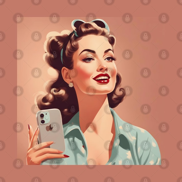 Retro Selfie Smartphone Pin Up Girl by di-age7