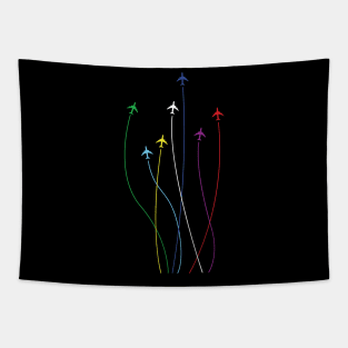 Aviation Airplanes Colourful Design Tapestry