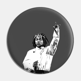 Kendrick Pop Art Illustration Grayscale Pin