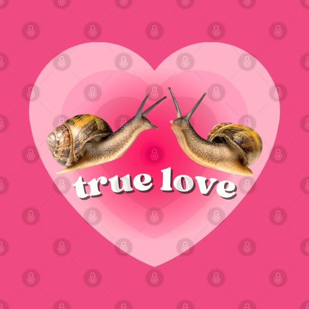 Pink Heart Two Snails in True Love. Funny Weird Gift for Snail Lovers by Flourescent Flamingo