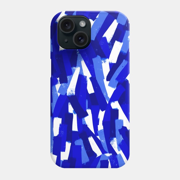 Abstract Blue Brush Stroke Smudgy Pattern Phone Case by OneThreeSix