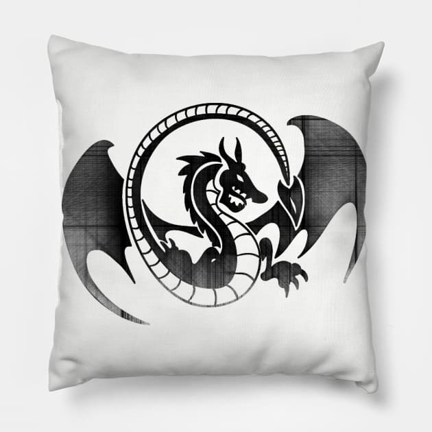 Dragon Sketch Pillow by AlondraHanley