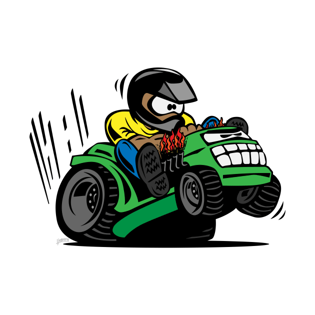 Racing Lawn Mower Tractor Cartoon by hobrath