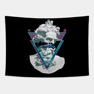 Vaporwave Poseiden Statue Bust Retro 80s King Of The Sea Art Tapestry