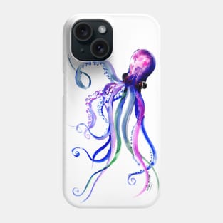 Octopus, Bliue Purple BEach design Phone Case