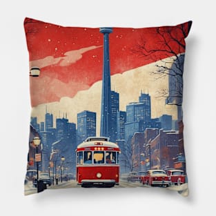 Toronto Canada Starry Night Vintage Poster Tourism Pillow