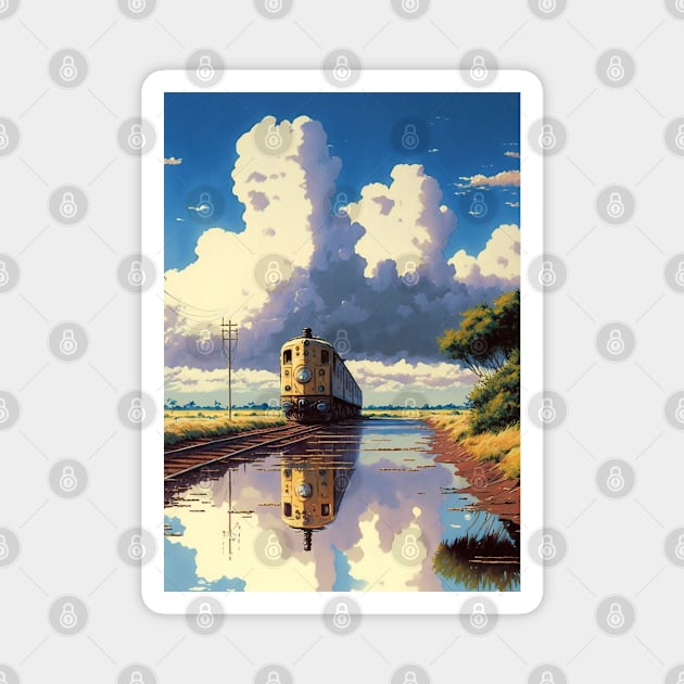 Retro Anime Style Old Japanese Train Magnet by KaPrints