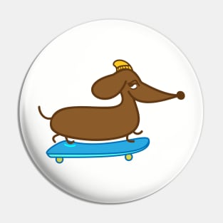 Skater Dachshund Skateboard Pin