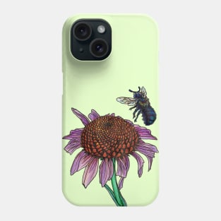 Purple Coneflower and Mason Bee Phone Case