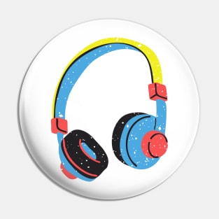 DJ Headphones, Music, Pop Art, Graffiti Pin