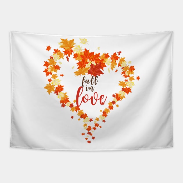 Fall in Love Autumn Design Tapestry by Ken Adams Store