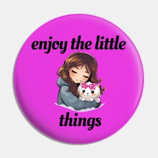 Enjoy The Little Things , Little girl with a kitten wearing a coquette bow. Pin
