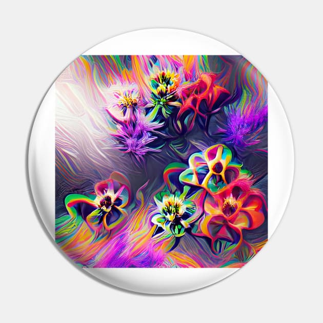 Psychedelic Flowers Pin by Mihadom