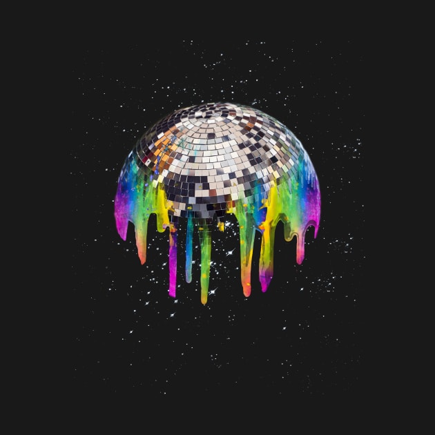 Disco Ball Rainbow Drip Melt In Space by Random Galaxy