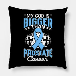 Prostate Cancer Awareness God Bigger Light Blue Ribbon Pillow