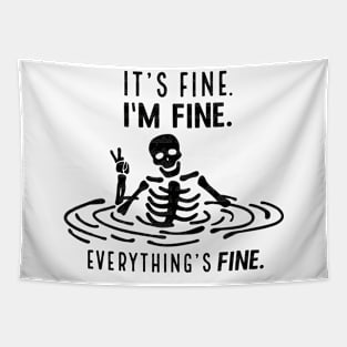 I'm fine funny skull Saying Halloween Tapestry