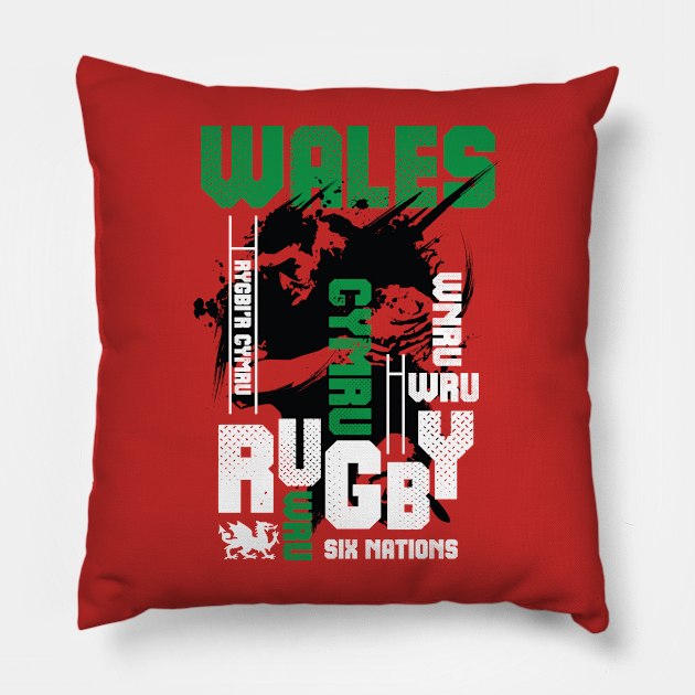 Wales Rugby Dragon 6 Nations Welsh Rugby CYMRU Pillow by CGD