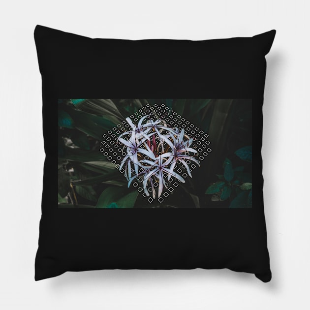 Giant White Spider Lily Geometric Pillow by Robtography