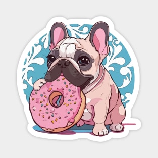 French bulldog lovers, sweet frenchie with sweet pink donuts, I love frenchie Magnet