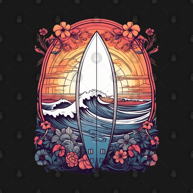 Summer Surf Board Sunset by Nightarcade