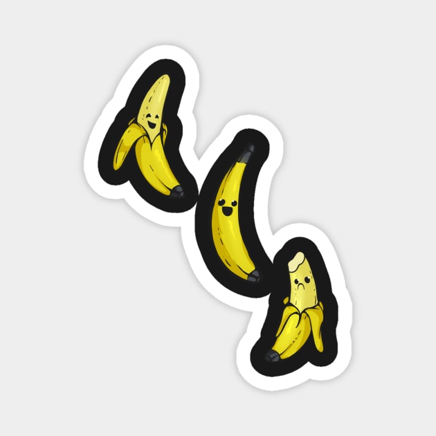 Banana Buddies: Happy, Half-Peeled, &amp;amp; Bitten with Whimsical Charm Magnet by Owl-Syndicate