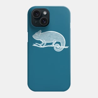 Chameleon Ink Art - cool and cute animal design - on blue Phone Case