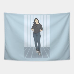 Girl Tight Denim Cloud Collection Tapestry