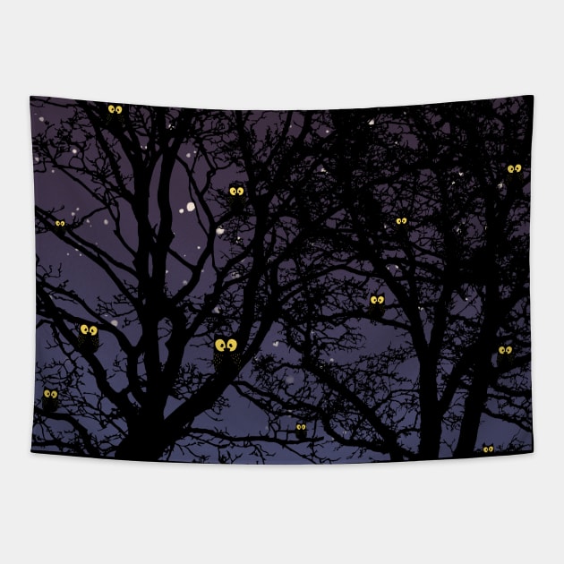 Owls at Night Tapestry by JuanaBe