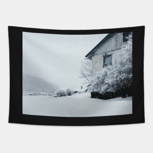 Scandinavian Wintertime - Snowfall in Rural Norway Tapestry