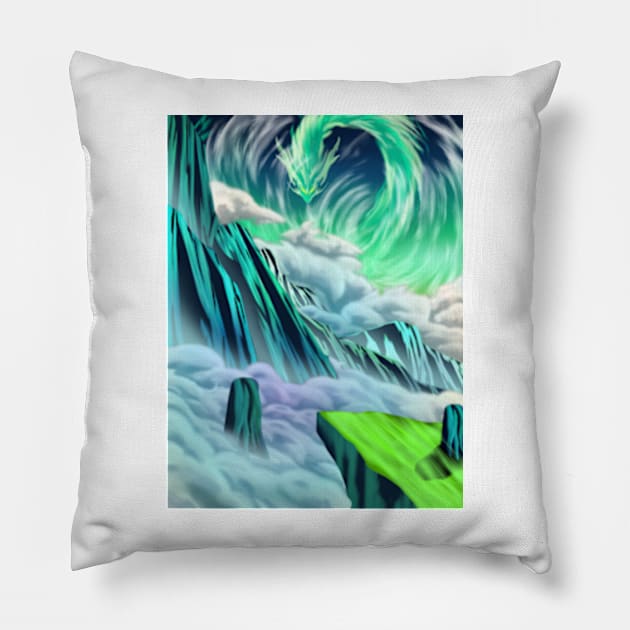 dragon hill Pillow by Ryumerch