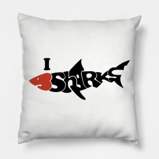 I Love Sharks - Black Pillow