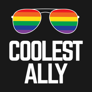 COOLEST ALLY Rainbow Gay Pride Flag Gift T-Shirt