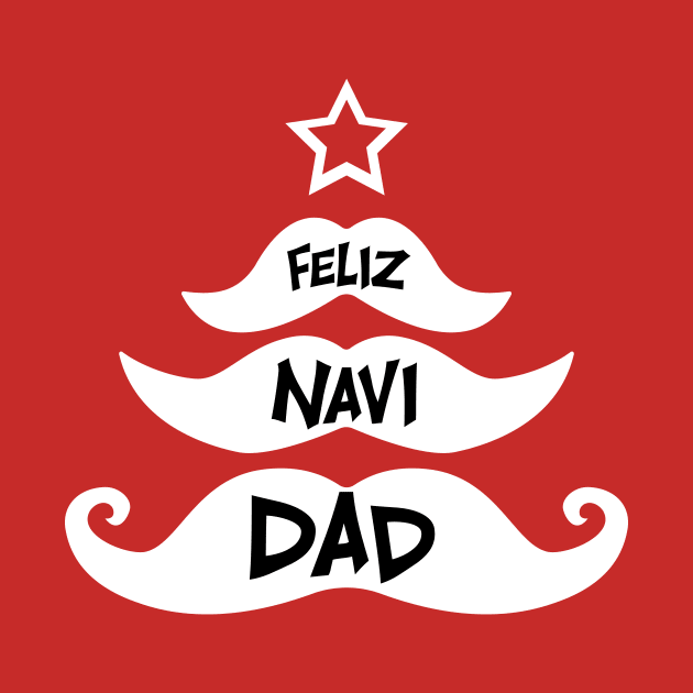 Feliz Navidad Christmas Mustache Tree Pun Design by Brobocop