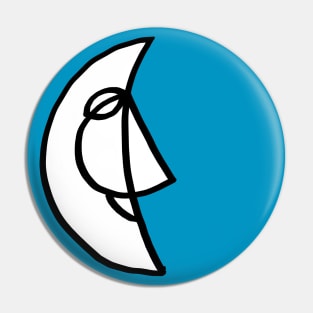 Smiling Moon on Blue Pin