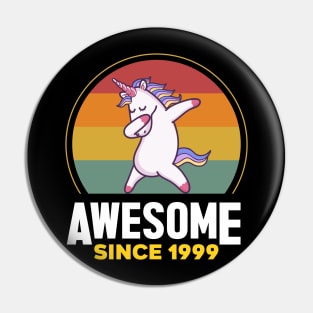 Unicorn Cute, Awesome Since 1999, Born In 1999 Birthday Pin