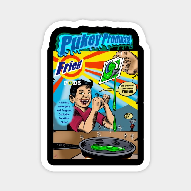 Pukey products number 10 “Fried Pods” Magnet by Popoffthepage